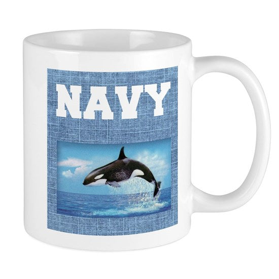 Blue Sky Navy Whale Mug