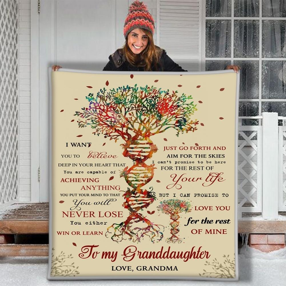 TO MY GRANDDAUGHTER LOVE YOUR GRANDMA 3D CUSTOM FLEECE PHOTO BLANKET FAN GIFT