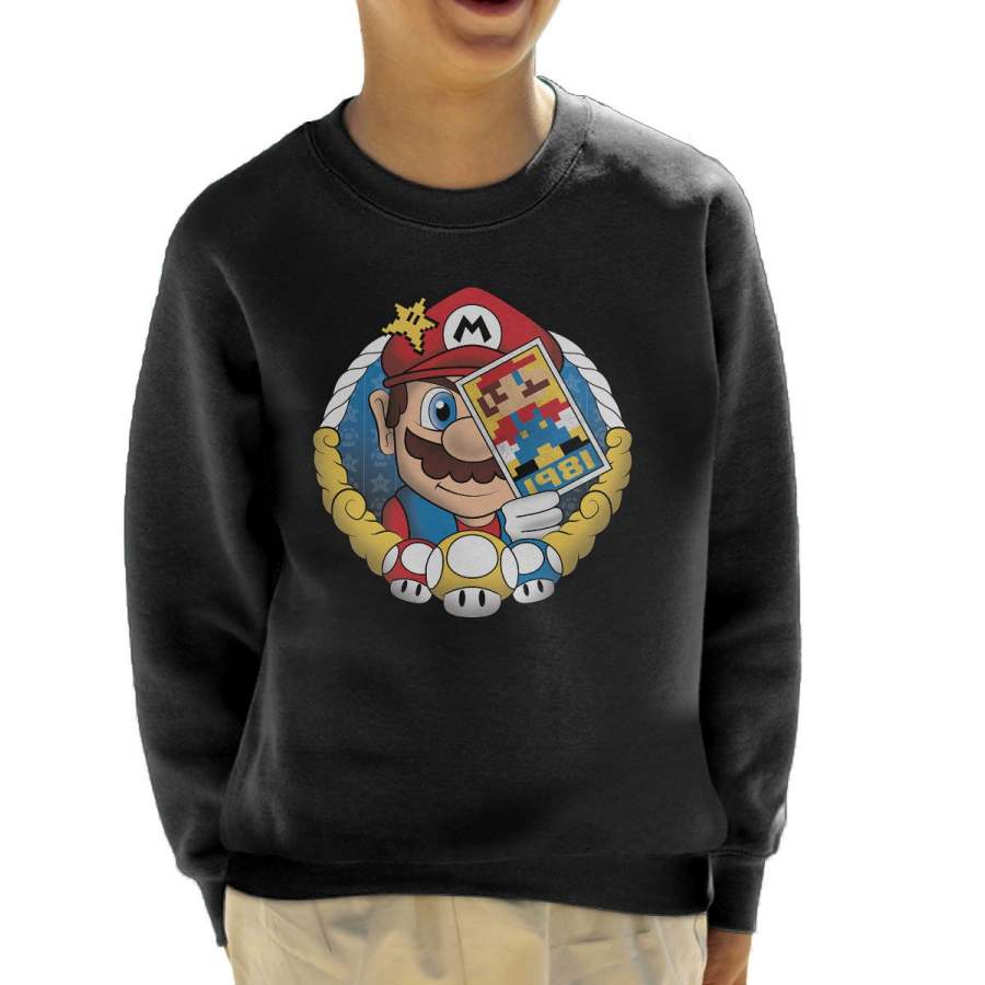 Super Mario Origin Jumpman 1981 Kid’s Sweatshirt