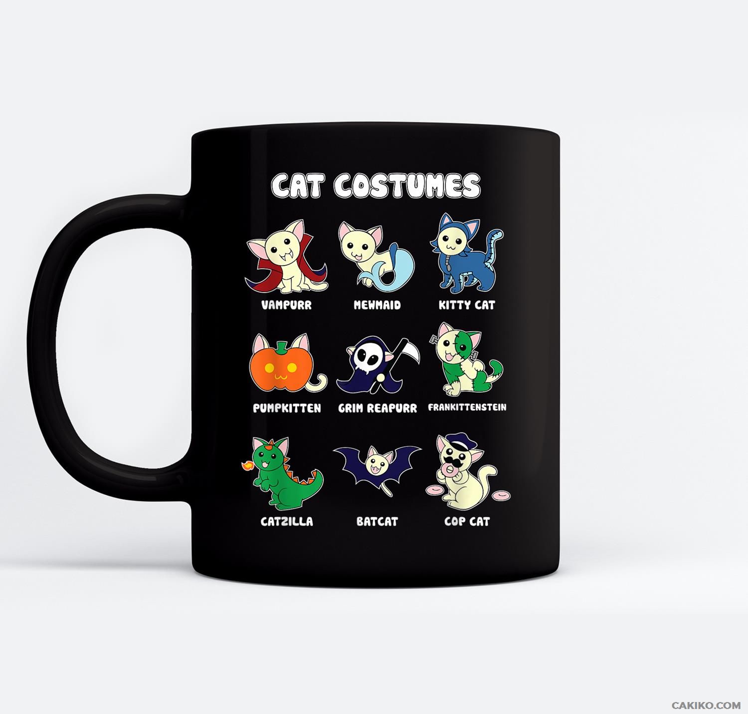 Cat Halloween Costumes Funny Kitten Cat Lover Ceramic Coffee Black Mugs