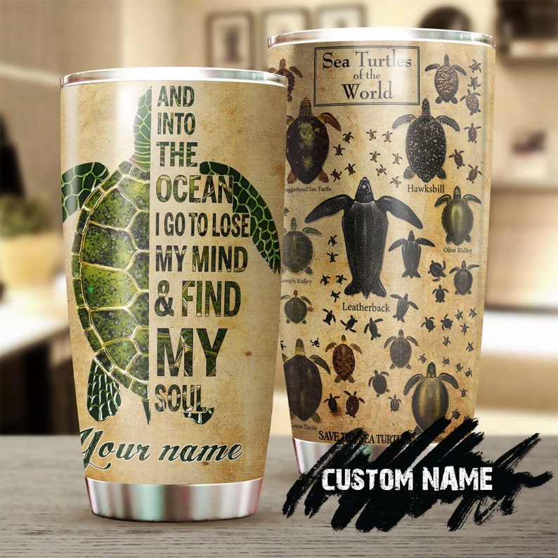 Turtles Species Find My Soul Lose My Mind Personalized Tumbler-Turtle Present-Unique Tumbler-Birthday Gift Christmas Gift For Turtle Lover