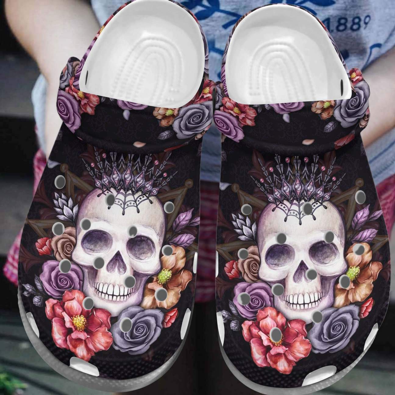 Skull Personalized Clog, Custom Name, Text, Color, Number Fashion Style For Women, Men, Kid, Print 3D Queen Skull