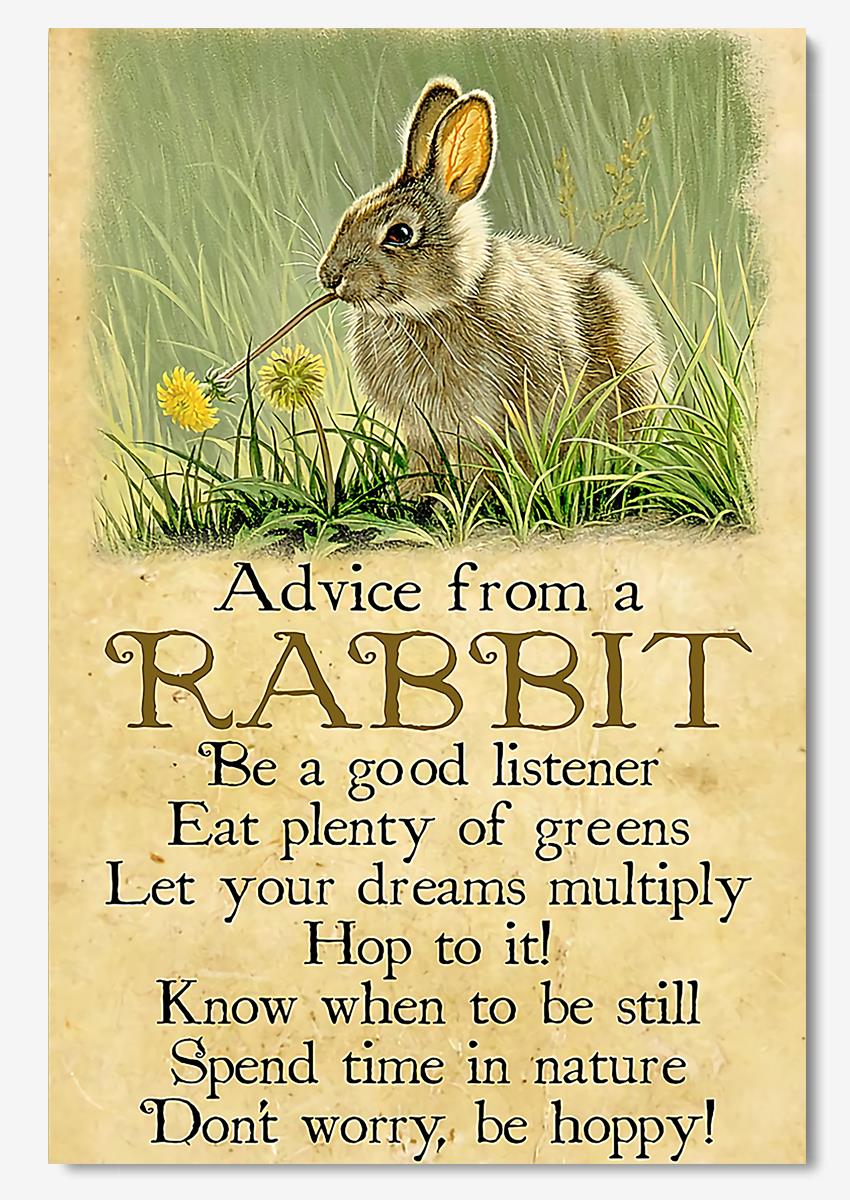 Advice From A Rabbit Inspiration Quotes Wall Art For Home Decor Poster