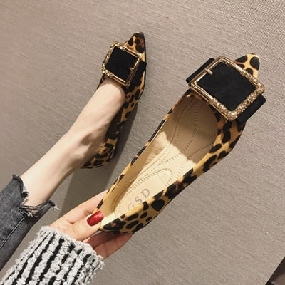 Flat Heel Leopard Fashion Classic  Pointed Toe Shoes