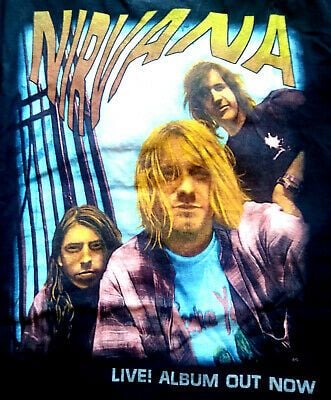 ** Nirvana Vintage T-shirt Kurt Cobain Live Album Out Now 1131