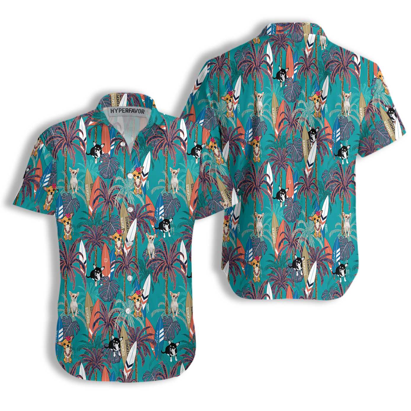 Chihuahua Surfboard And Palm Tree Hawaii Shirt Ha7879