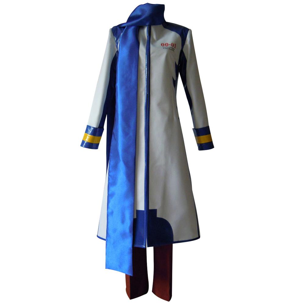 2018 Kaito Cosplay Costume Cool Man Long Coat Uniform with Blue Scarf alx