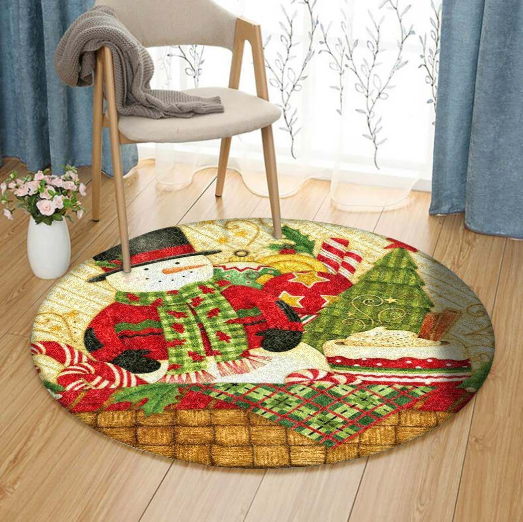 Cake Candy Snowman Christmas IE6596 Round Rug BEVR3007