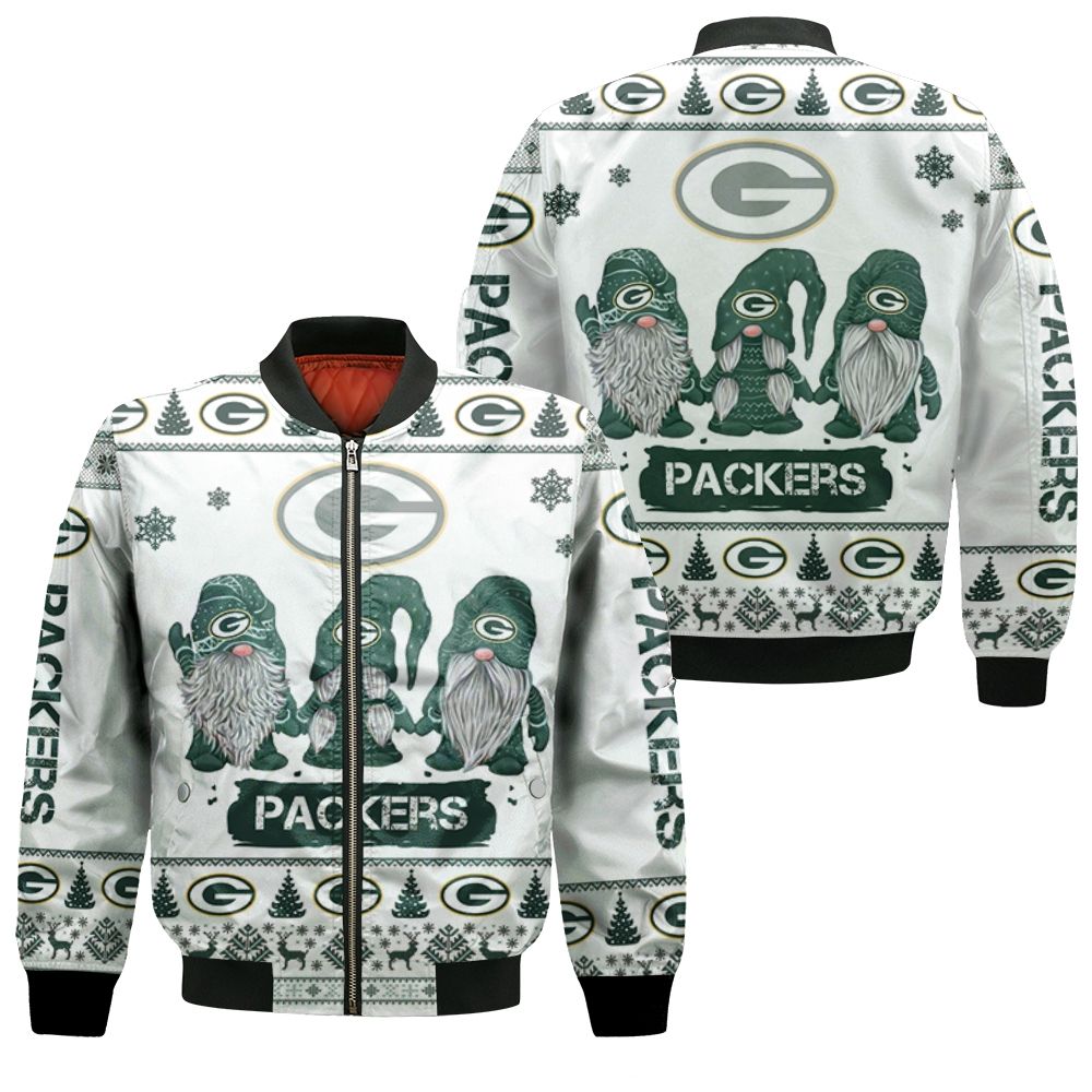 Christmas Gnomes Green Bay Packers Ugly Sweatshirt Christmas 3D Bomber Jacket