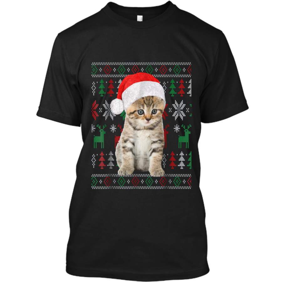 Cat Christmas  Ugly Christmas Sweater Style Gift Tee Custom Ultra Cotton