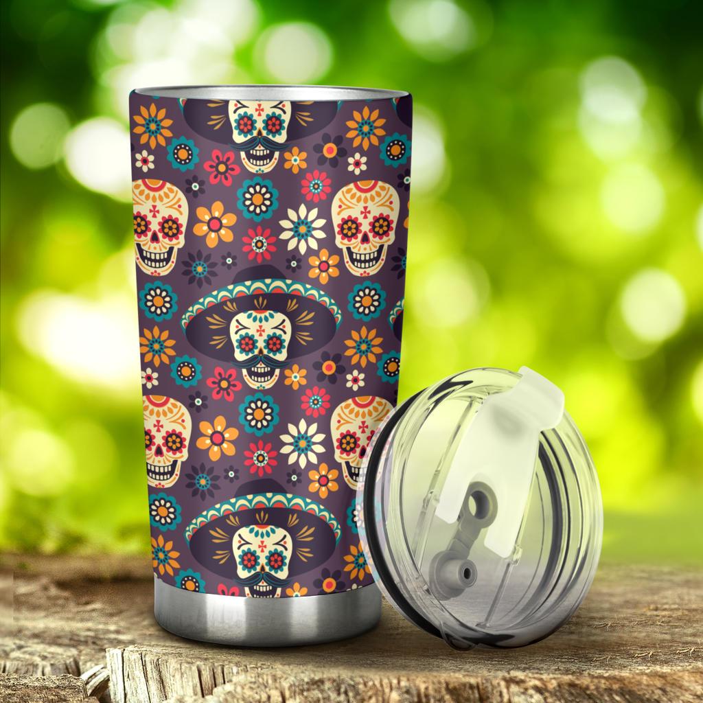 Sugar Skulls Flower Maxican Pattern Tumbler