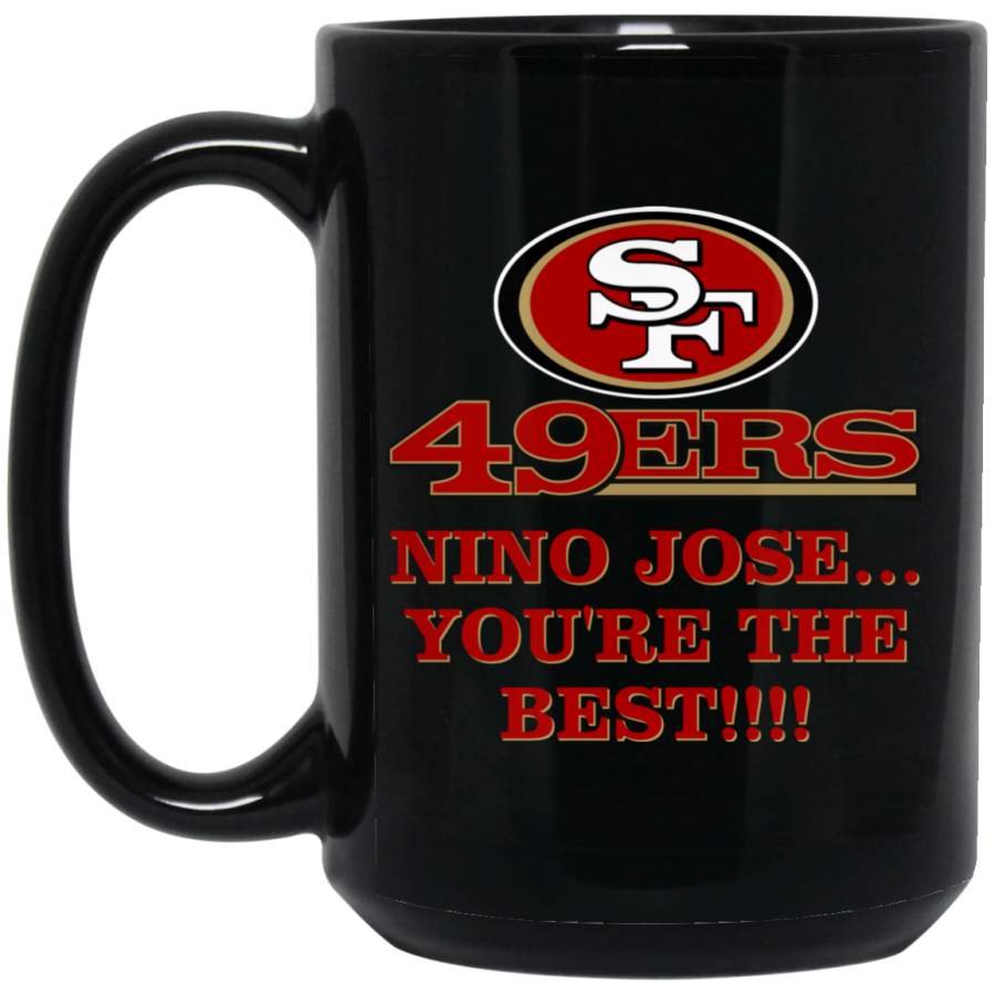 Custom Personalized San Francisco 49ers Logo & Text Nino Jose BM15OZ 15 oz. Black Mug