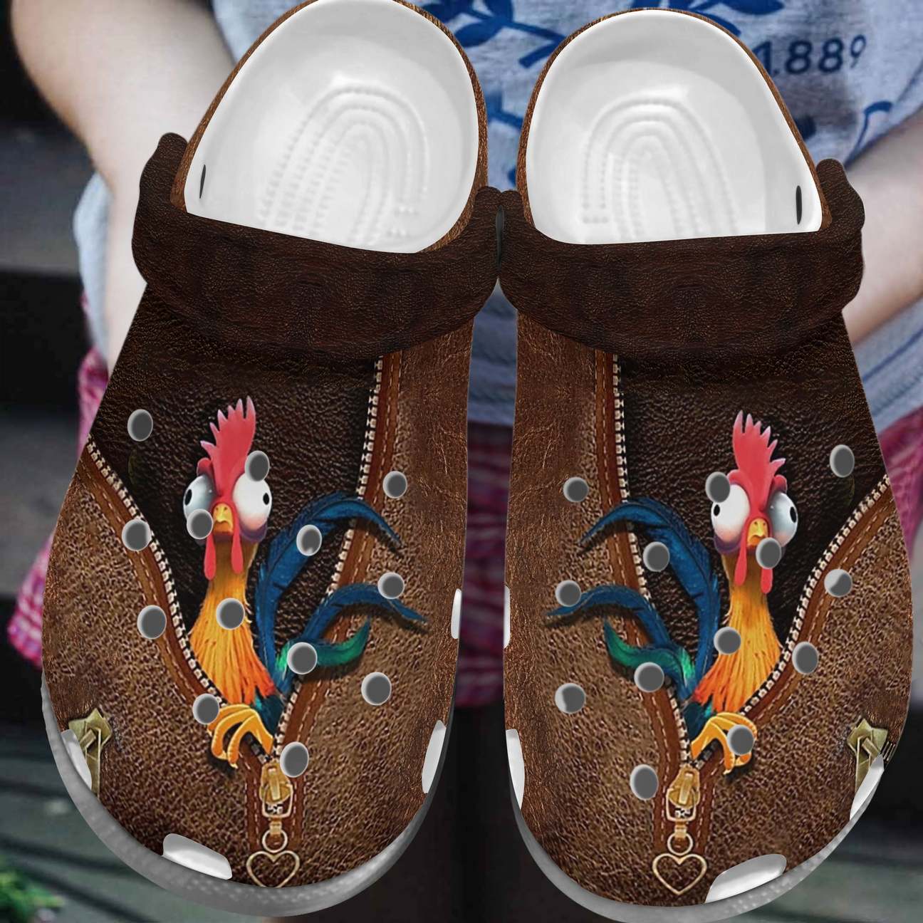 Chicken Personalized Clog, Custom Name, Text, Color, Number Fashion Style For Women, Men, Kid, Print 3D Chicken Zipper