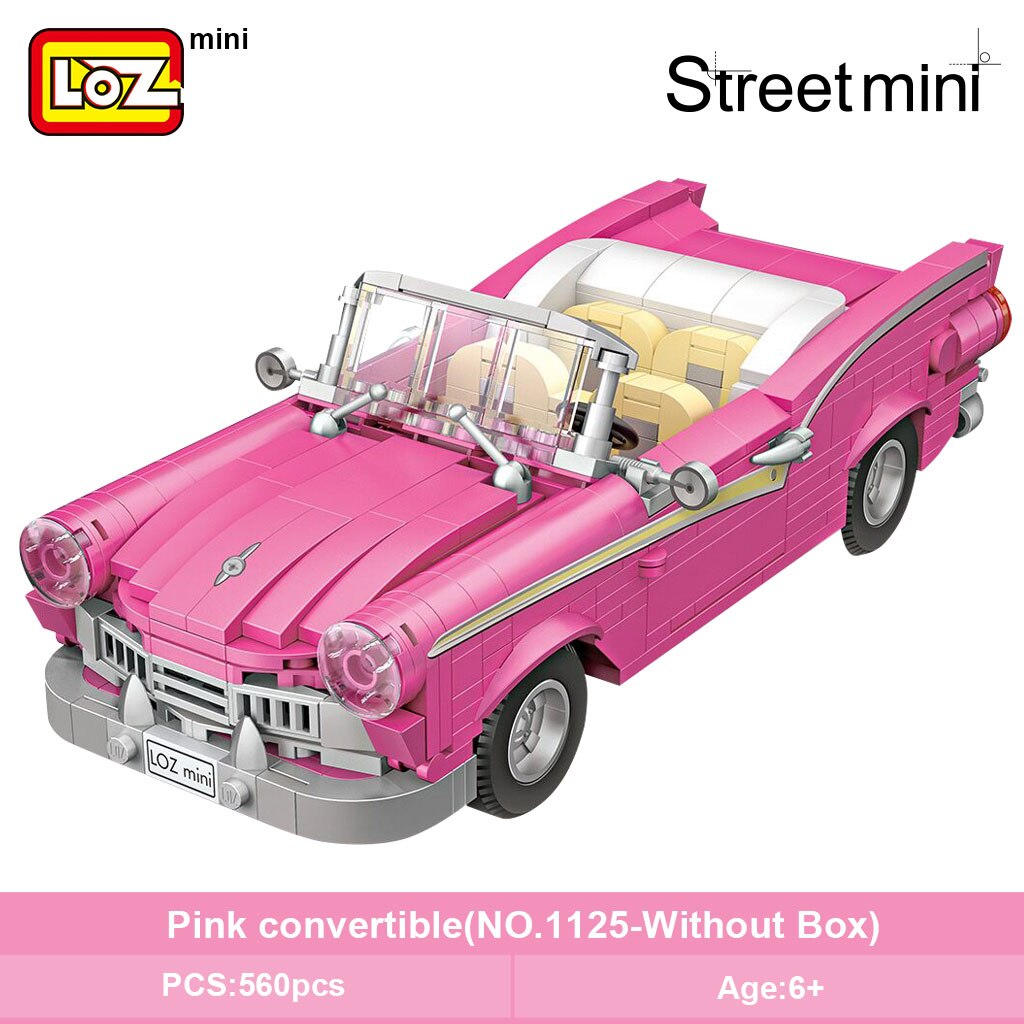 LOZ Mini Building Blocks pink convertible assembling building block car model assembling small particle toys pink classic car alx