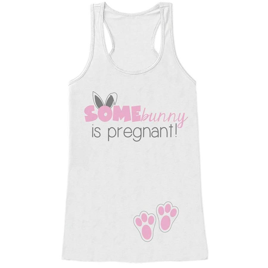 7 ate 9 Apparel Womens Bunny Pregnancy Reveal Easter Tank Top