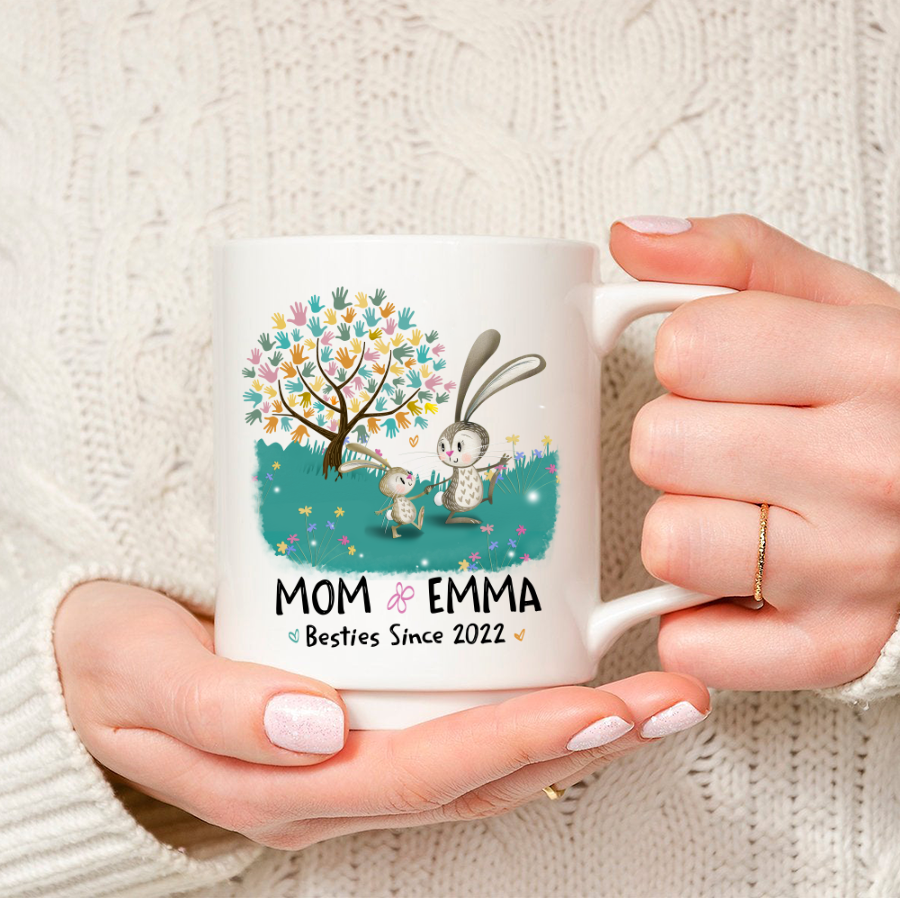 Bunny Mom And Kid Besties Mug