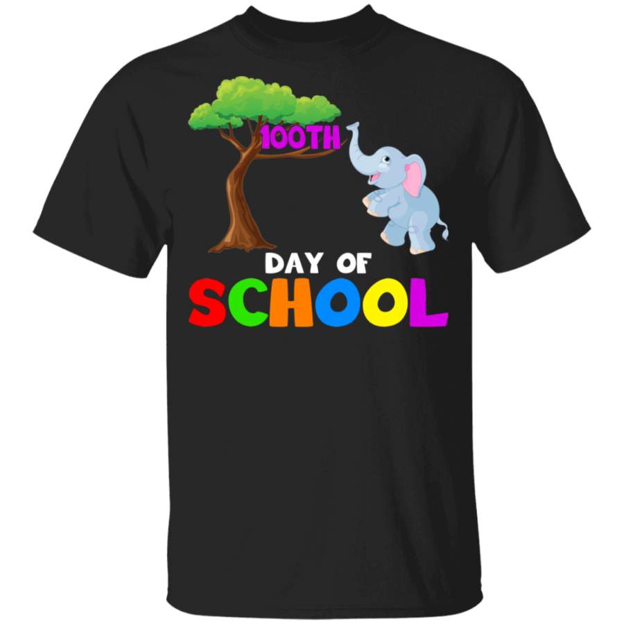 100th Days Of School Elephant Kids Funny Preschool Kindergarten Elementary Student Teacher Gifts Youth T-Shirt