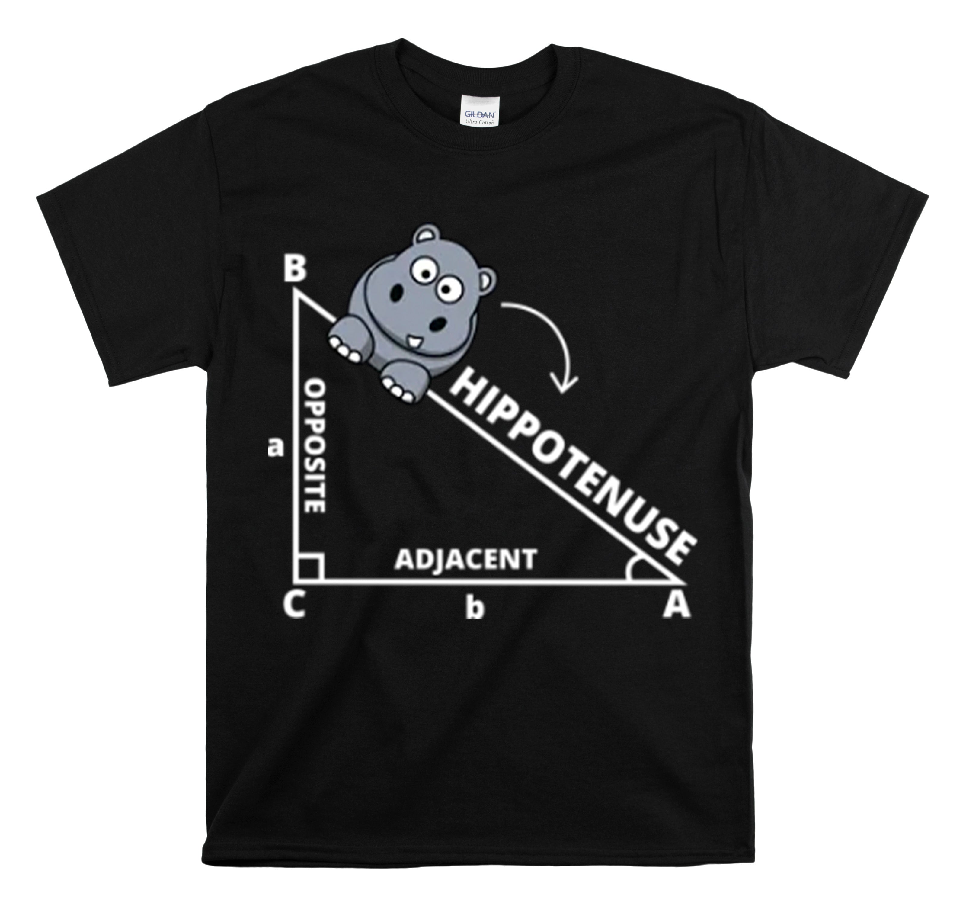 Shirt Funny Hypotenuse Mathematics Hippopotamus Student Calculus Math Animals Algebra T-Shirt Unisex Heavy Cotton Tee