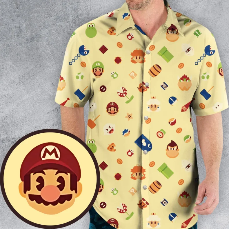 Mario And Friends Pattern Hawaiian Shirt