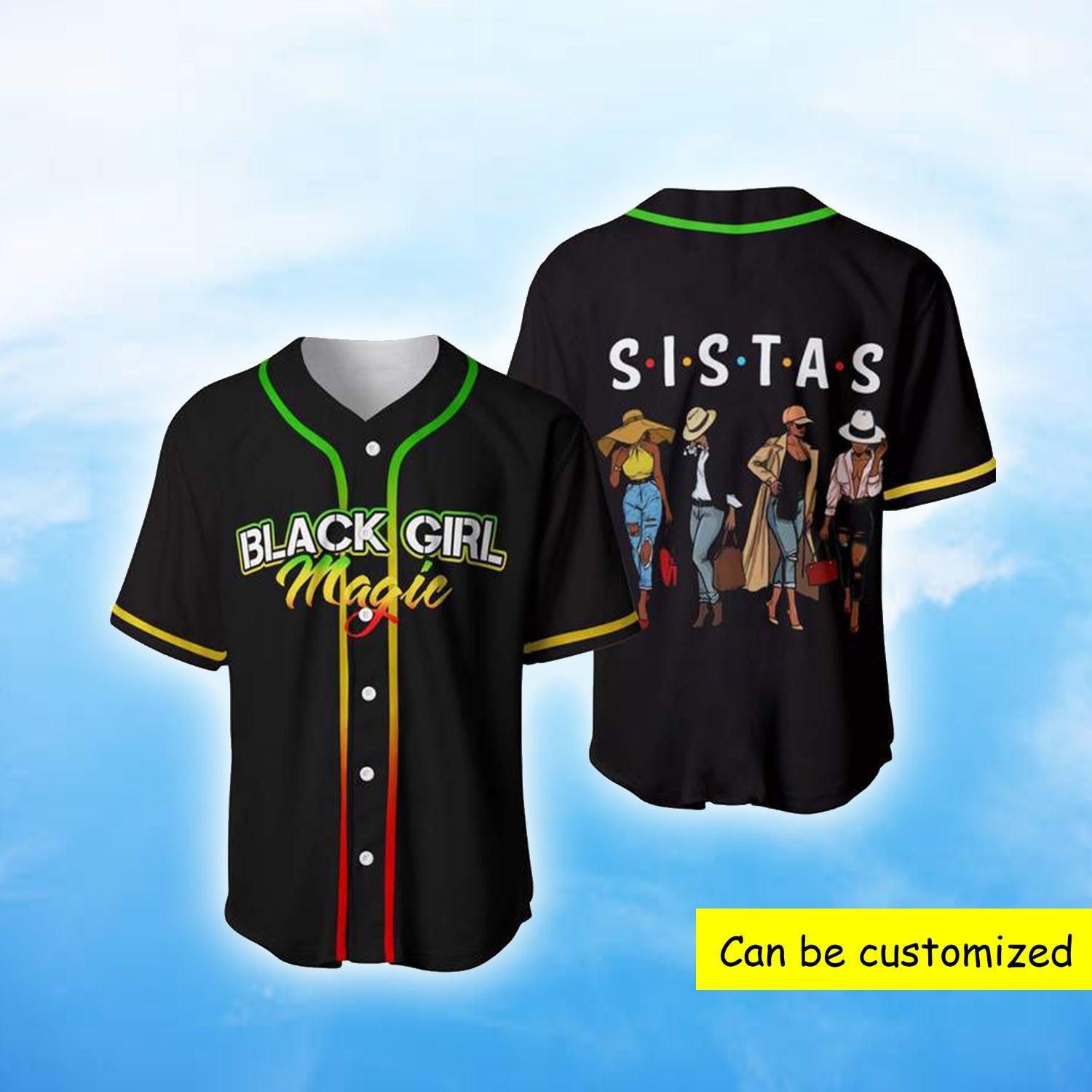 Black Girl Magic Sistas Afro Women Juneteenth Baseball Tee Jersey Shirts 3D