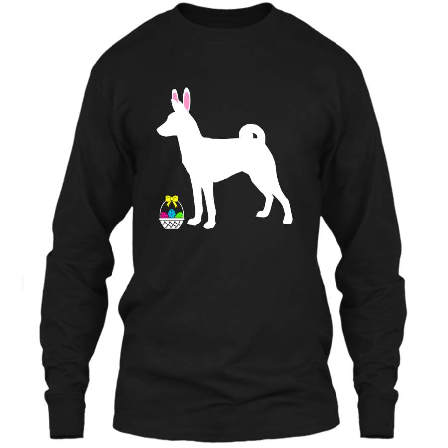 Basenji Easter Bunny Dog Silhouette T-Shirt LS Ultra Cotton Tshirt