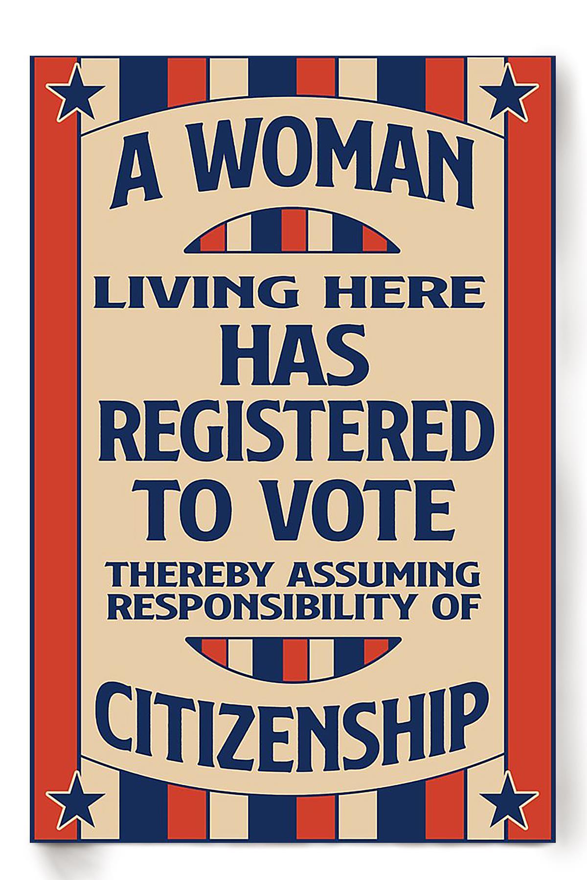 A Woman Living Here Has Registered To Vote Girls Wall Decor Gift For International Women Day Home Decor Girlfriend Valentine Day Poster