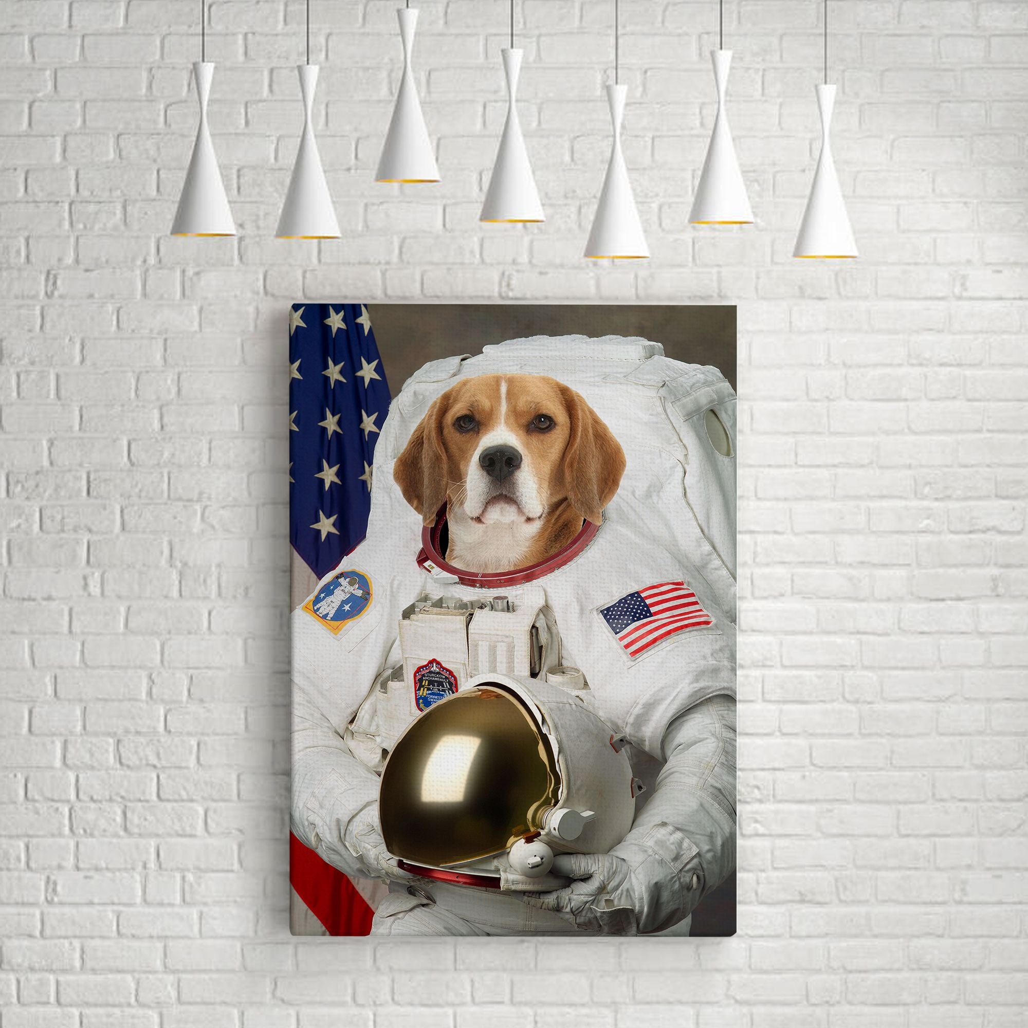 Custom Pet Name And Photo Portrait The Dog Astronaut Canvas Wall Art Prints For Puppy Lover