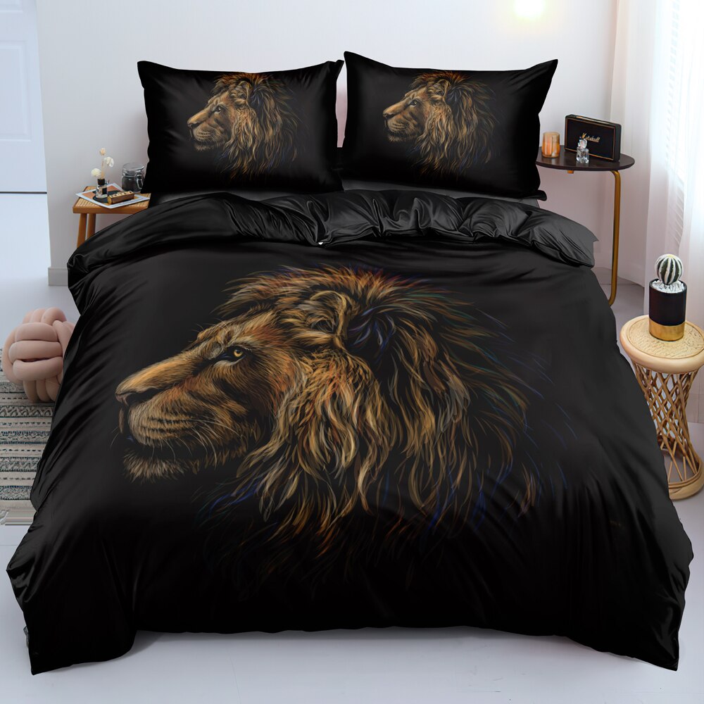 3D Digital Thinking Lion Bed Linen Duvet Cover Set Twin Queen King Size Bedding Set Fashionable