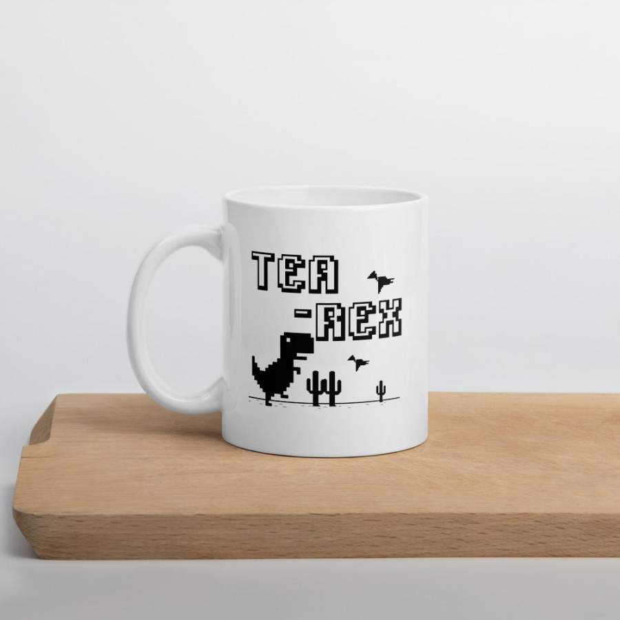 Tea-Rex Dinosaur T-rex Internet Disconnect Mug Video Game Gamer Geek Mug Tea Lover Best Friend Mug 11oz-15oz Ceramic Glossy Coffee Mug