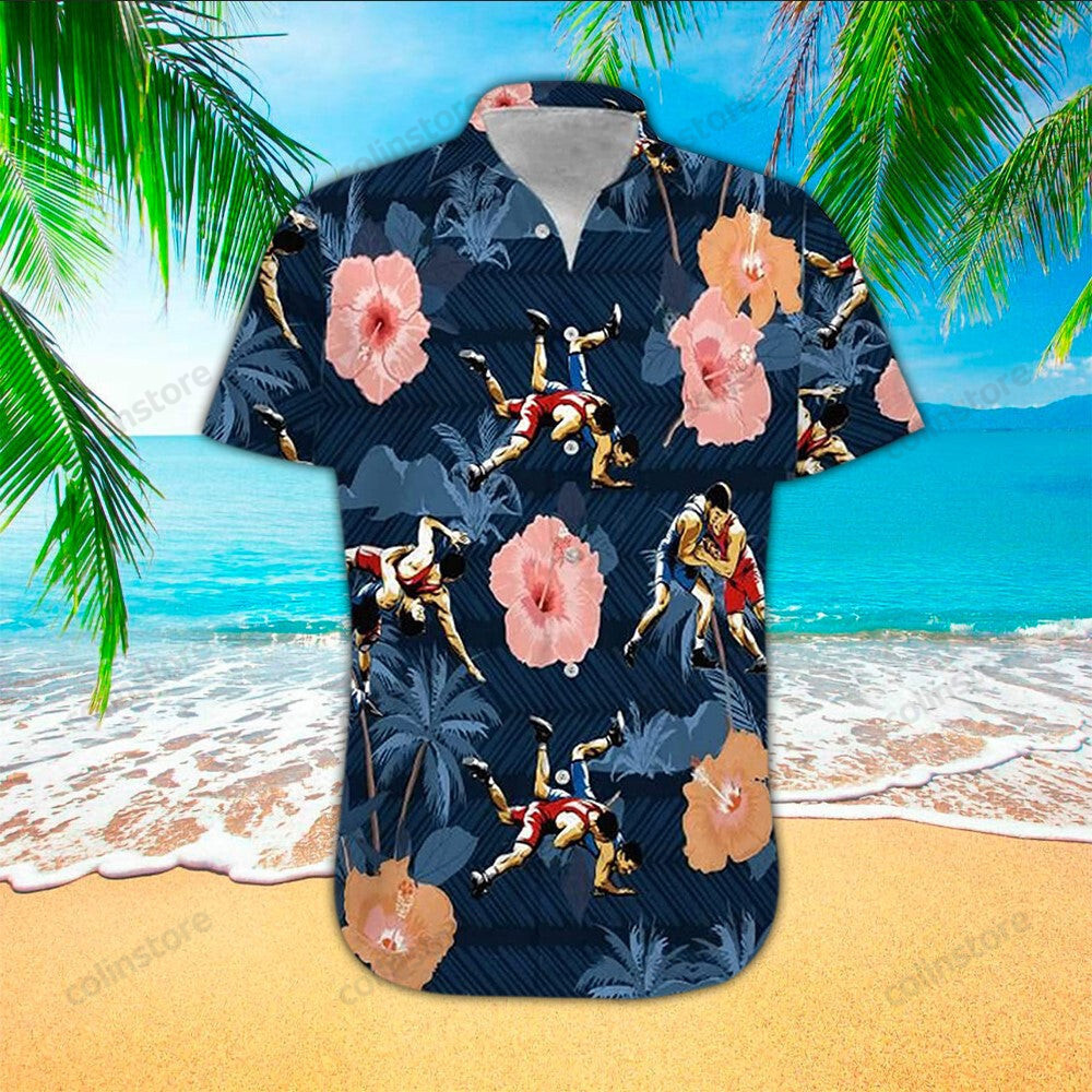 Wrestling Hawaii Button Up Shirt Aloha Ha11701