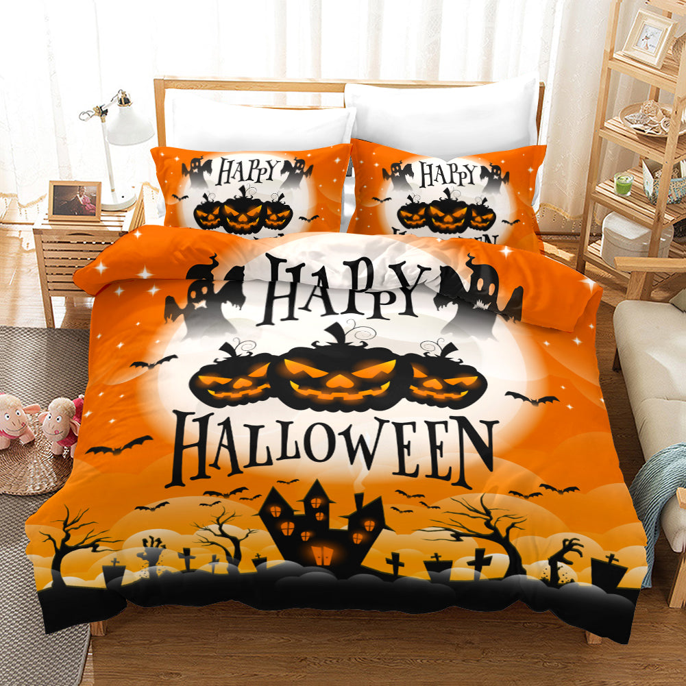 3D Halloween Pumpkin Demon Ghost Quilt Cover Set Bedding Set Duvet Cover Pillowcases Wj 4541