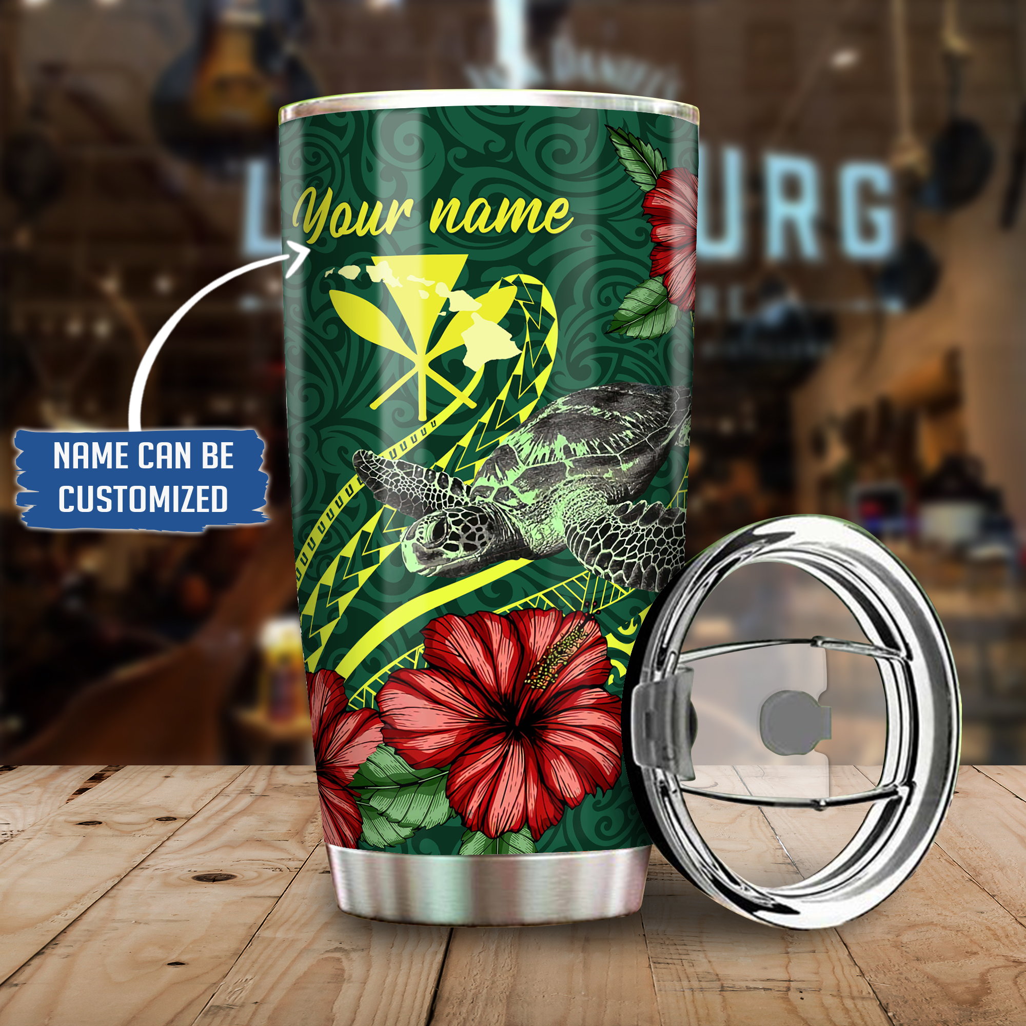 Hawaiian Polynesian Green Turtle Hibiscus Tumbler All Over Print Ha102658