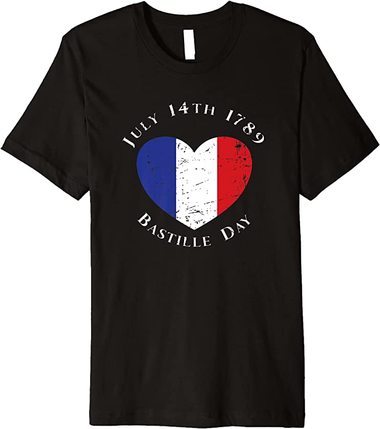 Vintage July 14th 1789 Bastille Day French Flag Heart Premium T-Shirt