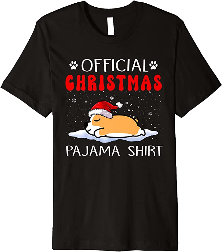 Corgi Dog Official Christmas Pajama Puppy Funny Xmas Premium T-Shirt