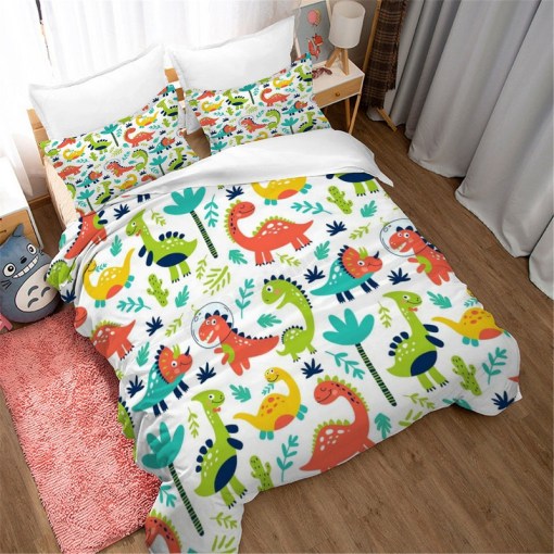 Cartoon Little Dinosaur 5 Duvet Cover Pillowcase Home Decor 3D Bedding Set