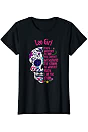 Womens Dia De Los Muertos Skull Leo July August Birthday Womens T-Shirt