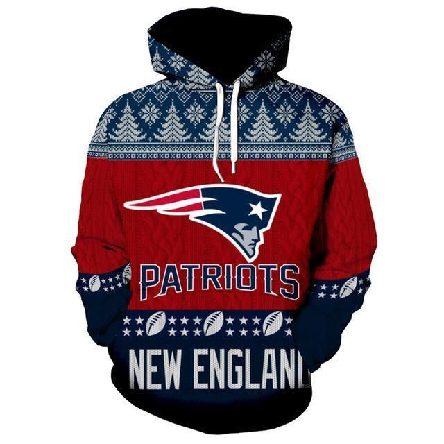 New England Patriots 3D Hoodie Christmas Edition