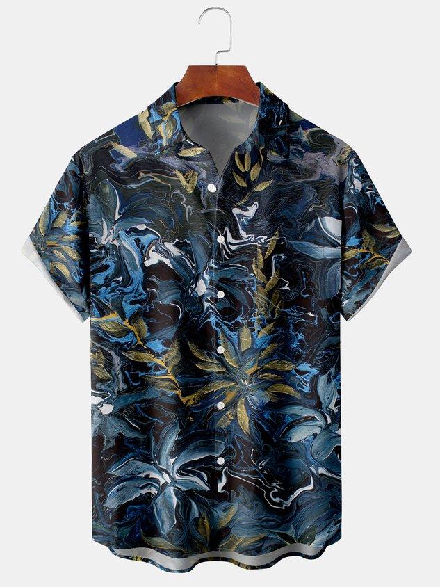 Oil Painting Abstract Print Casual Breathable Short Sleeve Hawaii Shirt Ha91403