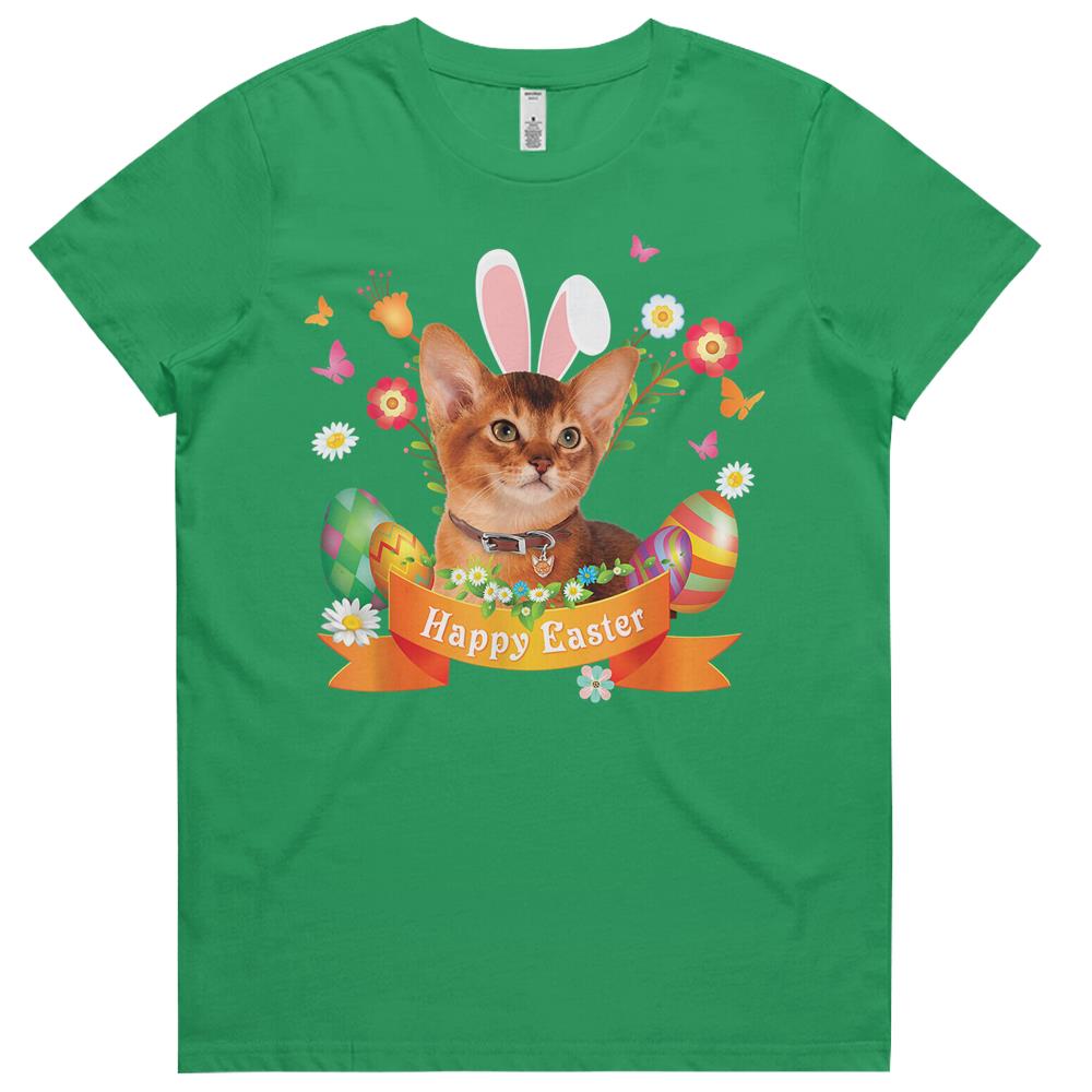 Bunny Abyssinian Cat Happy Easter Day Lover Egg Hunt Lovely Womens Tshirts