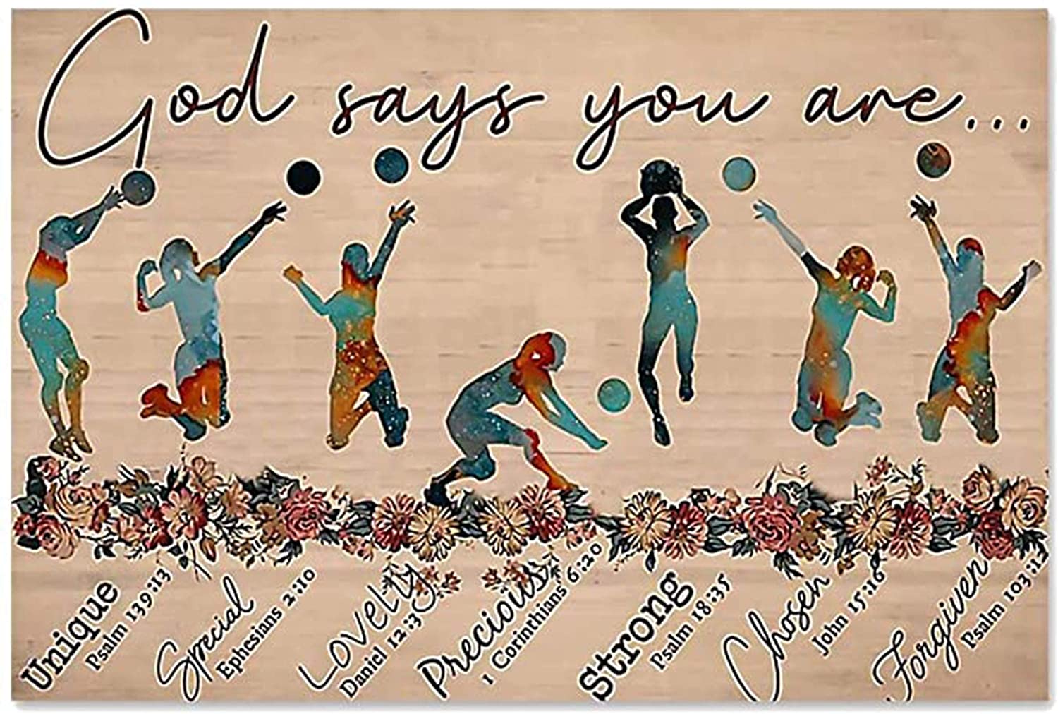 Vintage Volleyball God Says You Are Vertical Poster Print Best Family, Birthday Gifts, On Christmas, Home Decor, Full