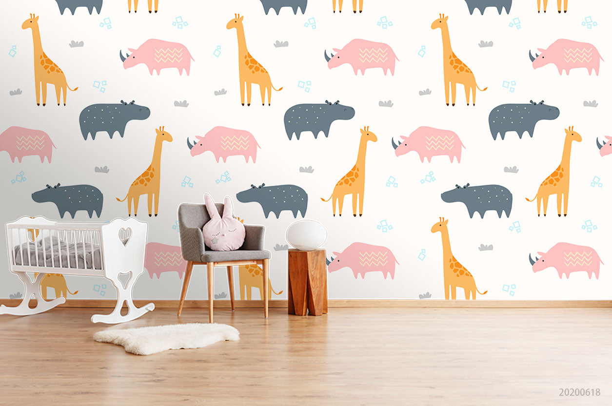 3D Cartoon Animal Giraffe Wall Mural Wallpaper A124 Lqh