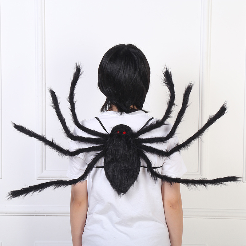 90/125CM Horror Plush Spider Decoration Halloween Candy Bag Big Spider Shape Backpack Trick Or Treat Prop Halloween Kids Costume alx