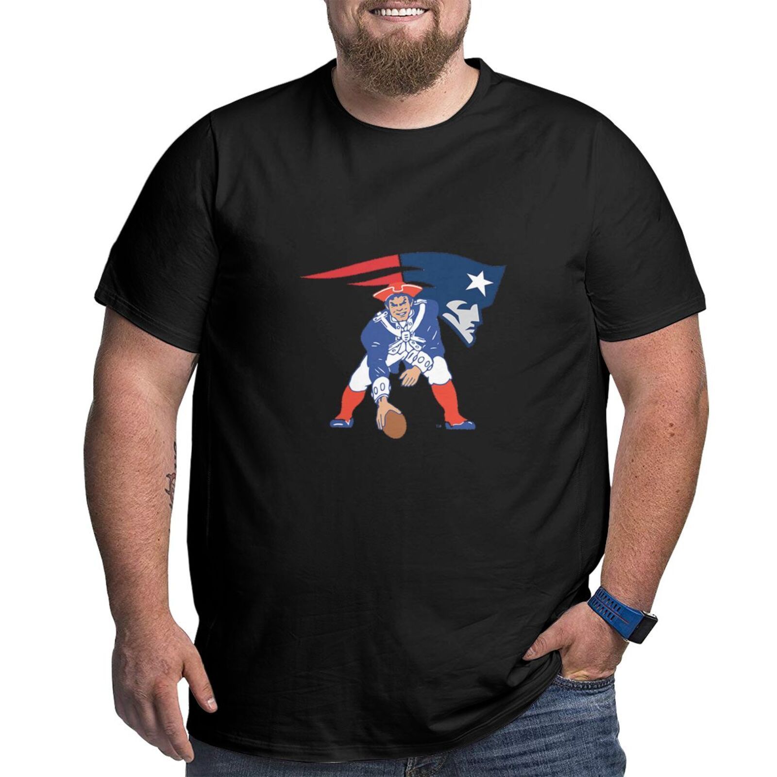 New England Patriots Men’s Short-Sleeved Plus Size T-Shirt