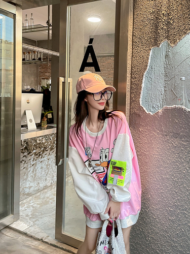 2022 Spring and Autumn New Multicolor Hoodie Coat Women’s Fashion Rhinestones Loose Mid-Length Round Neck Pullover Sweet Top alx