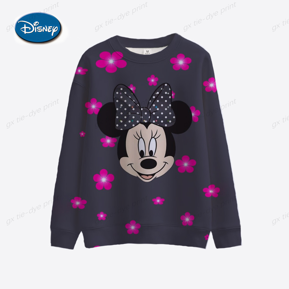 Sweatshirt Women Kawaii Disney Mickey Minnie Print Hoodies O Neck Long Sleeve Basic Pullover Autumn Hoody Oversized Hoodies alx