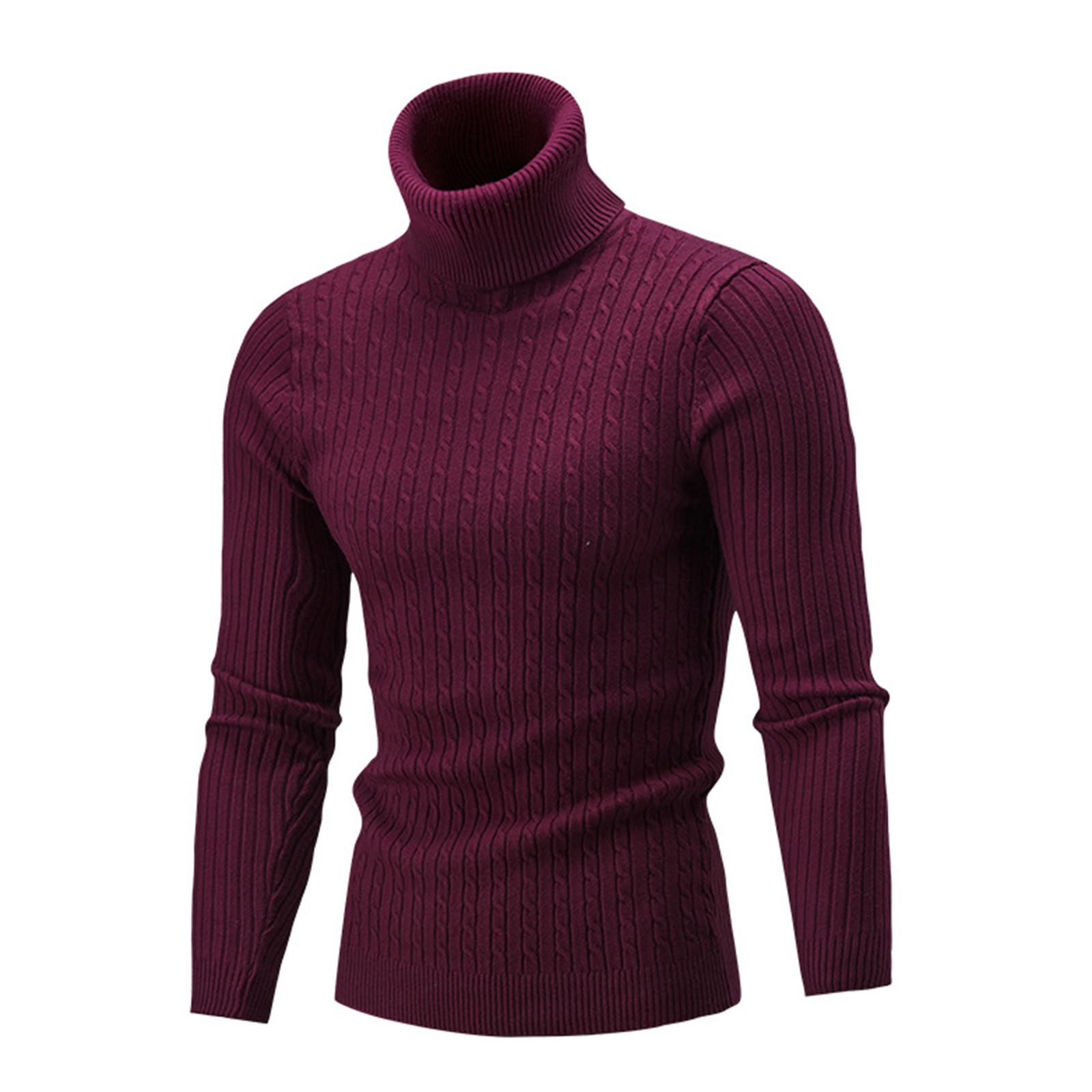 Autumn Winter Men Solid Color Turtle Neck Long Sleeve Twist Knitted Slim Sweater Men’s Knitted Sweaters Pullover Men Knitwear alx