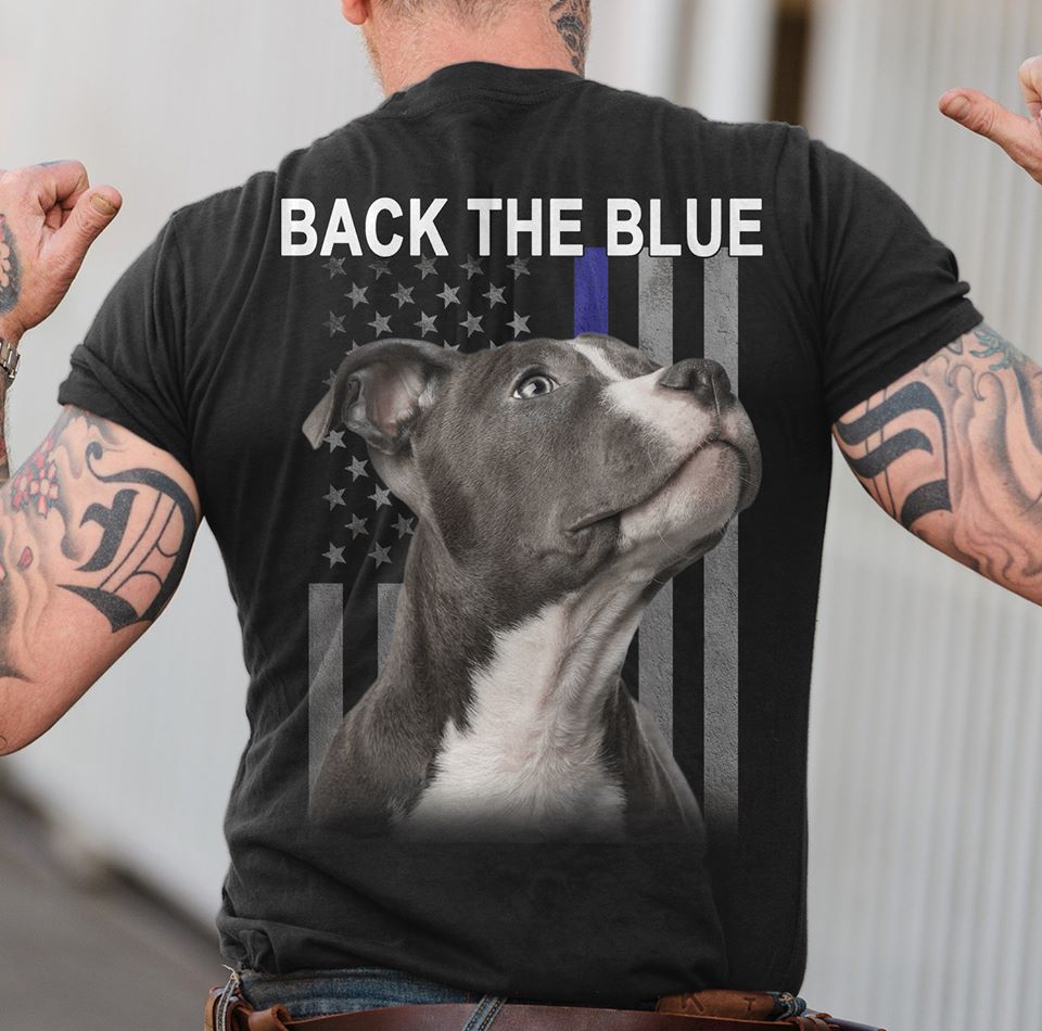 American Flag Pitbull Back The Blue Standard Men T-shirt