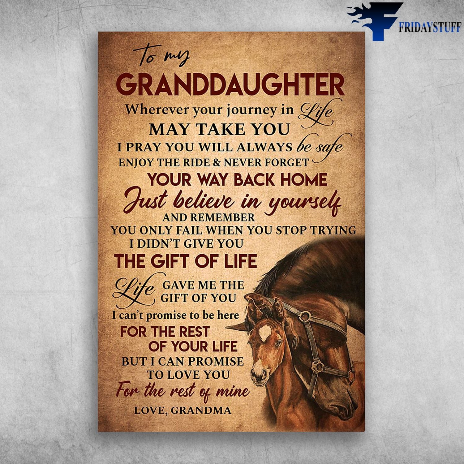 The Horse To My Granddaughter I Can Promise To Love You Canvas Christmas Gift Ideas