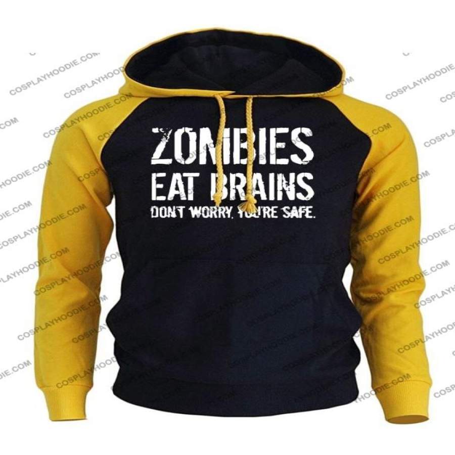 Zombies Eat Brains Funny Print Men’s Hoodie