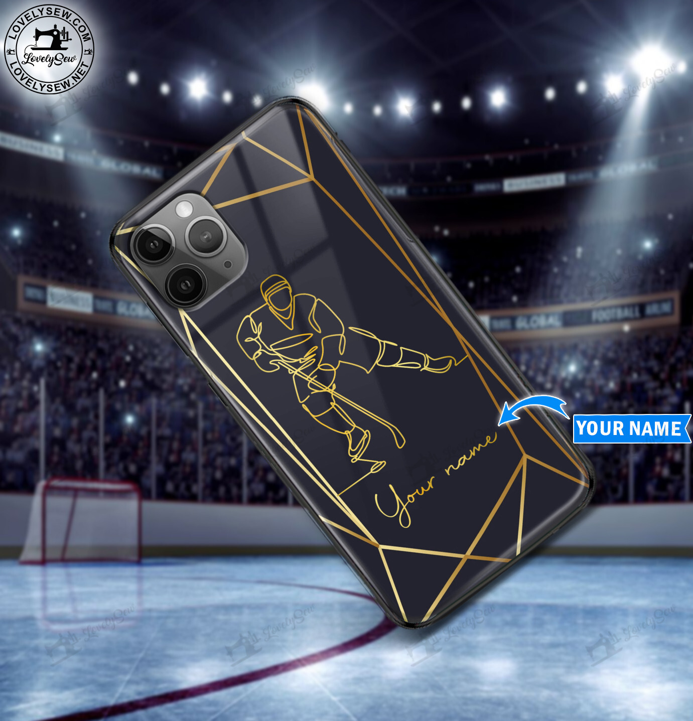 Hockey One Line Personalized Glass Phone Case Bip22020704
